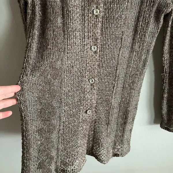 Vintage Brown Open Knit Cardigan Boho Cottagecore Crochet S - Image 4