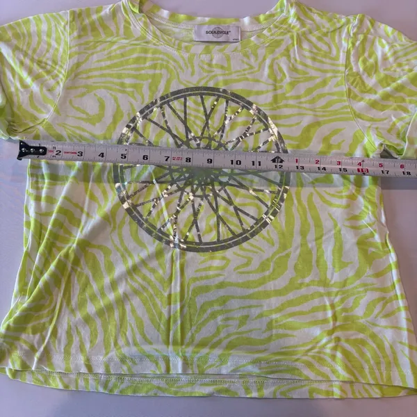 SOUL CYCLE Neon Yellow Women’s‎ Cropped Athletic T-shirt with Logo Size Small - Image 6