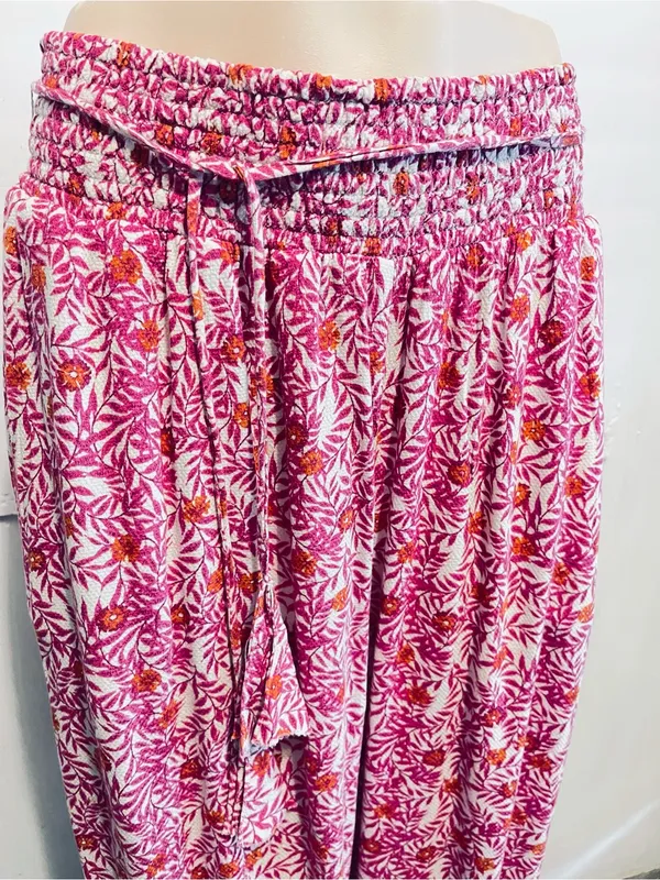 Anthropologie Pink Floral Drawstring Joggers - Image 4