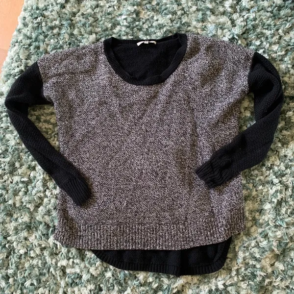 Madewell Chronicle Texture Pullover Sweater Colorblock S Black Gray - Image 7