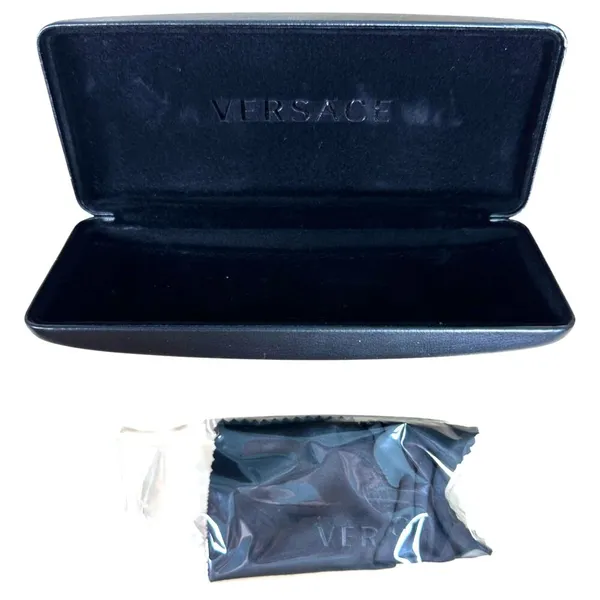 Versace Black Leather Sunglasses Case and Cloth NEW - No glasses - Image 2