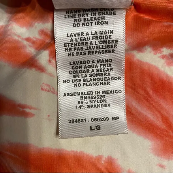 Lucky Brand Orange White 'Fireworks' Tie Dye High Waist Bikini Size L - Image 7