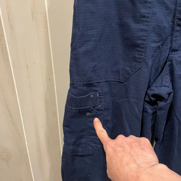 Cute navy Carhartt broken in work cargo pants pink orange trim chore - Image 6
