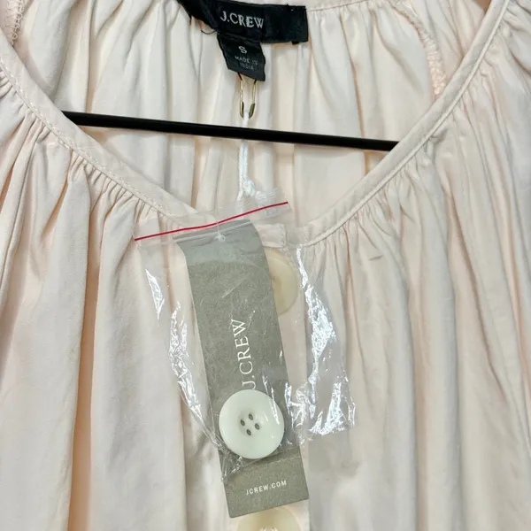 NWT J. Crew Cotton Poplin Tie Sleeve Button Front Romper Pink Orange Cream Small - Image 11