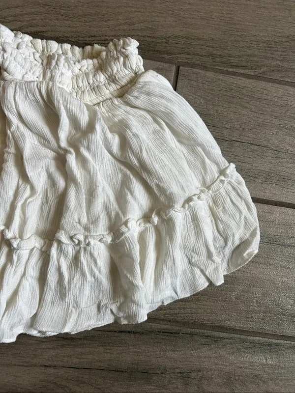 Nectar Clothing Boho Ruffled Mini Skirt in Cream - Image 3