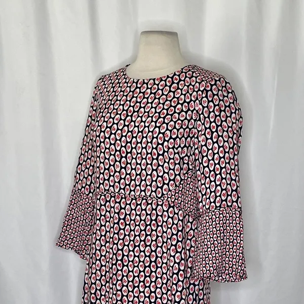 NWT!! BODEN Edna Tunic Top Retro Floral Navy Blue Red Preppy Polka Dot Size 6 - Image 5