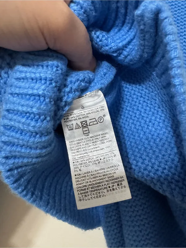 NWT Banana Republic Chunky Knit Blue Crewneck Cotton Blend Sweater - Image 4