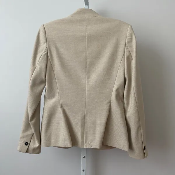 ZARA Office Siren Academia Professional Minimalist Single Button Blazer 4 Beige - Image 4