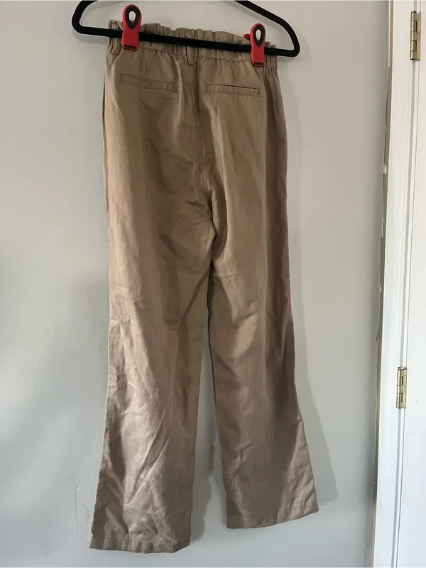 Gap Tan Khaki Wide Leg Pants 2 High Rise Elastic Waist Preppy Minimalist Coastal - Image 5