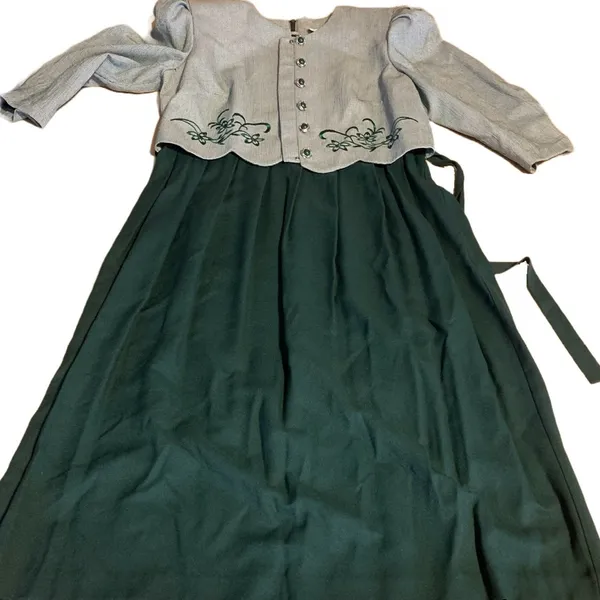 Miss Dorby Vintage 1990'S Green & White One Piece Dress With Tie Back Belt (6p) - Image 11
