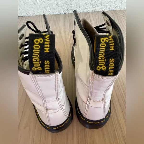 Dr. Martens White and Black Lace-Up Boots - Image 8