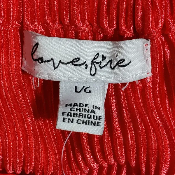 Love,Fire‎ Vibrant Red Pleated Wide-Leg Jumpsuit Sleeveless Size L NEW - Image 10