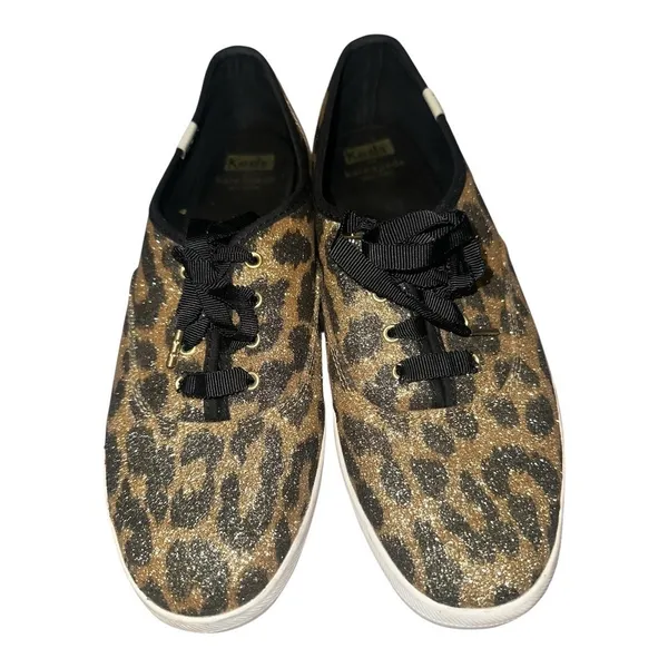 Keds x Kate Spade Leopard Print Glitter‎ Sneakers, Size 9 - Image 8