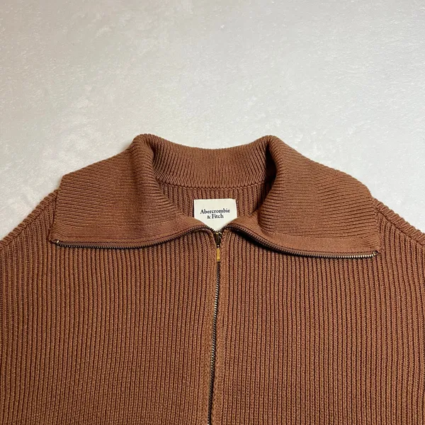 Abercrombie & Fitch Double Zipper Cardigan Size S Minimalist Preppy Casual - Image 4