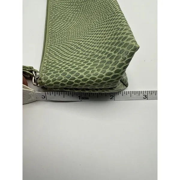 Green Snakeskin Embossed Cosmetic Bag Set Faux Leather Makeup Pouches 2 Piece - Image 5