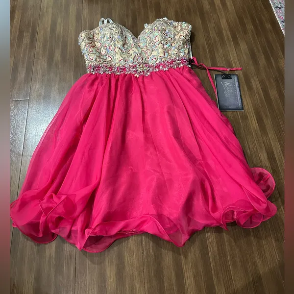 NWT Mac Duggal embellished short prom homecoming event dress 81928N fuschia sz 2 - Image 6