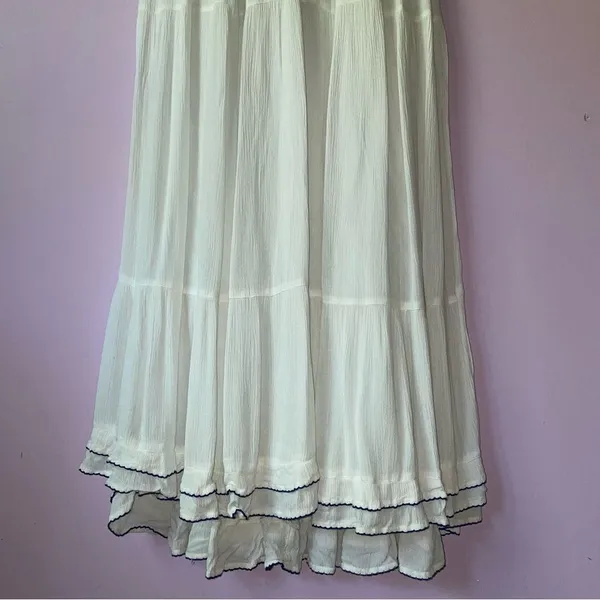 Lulu's XXS Maxi Dress White Embroidered Floral Vacation Cottage Coastal Boho - Image 6