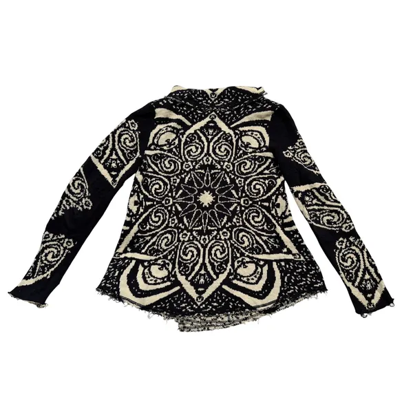 Free People Smitten Kitten Cardigan Women Small Black Mandala Boho Knit Sweater - Image 7