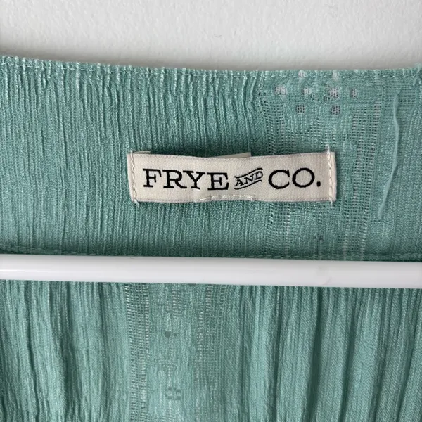 Frye & Co. Green Teal Eyelet Peplum Blouse Lace Floral Western Boho Flowy - Image 3