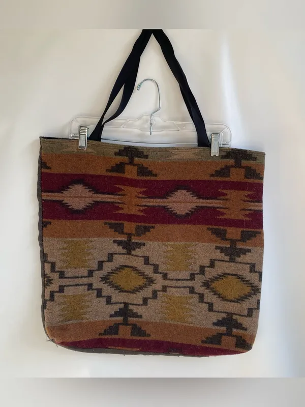 Handmade Southwest print fabric tapestry tote bag shoulder bag purse work travel - Image 2