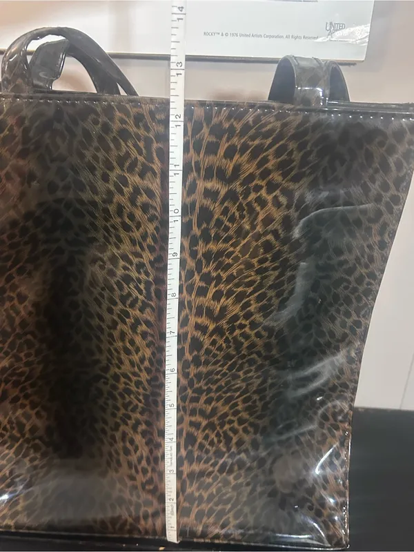 Chateau Leopard Print Patent Tote in Brown and Black - Image 8
