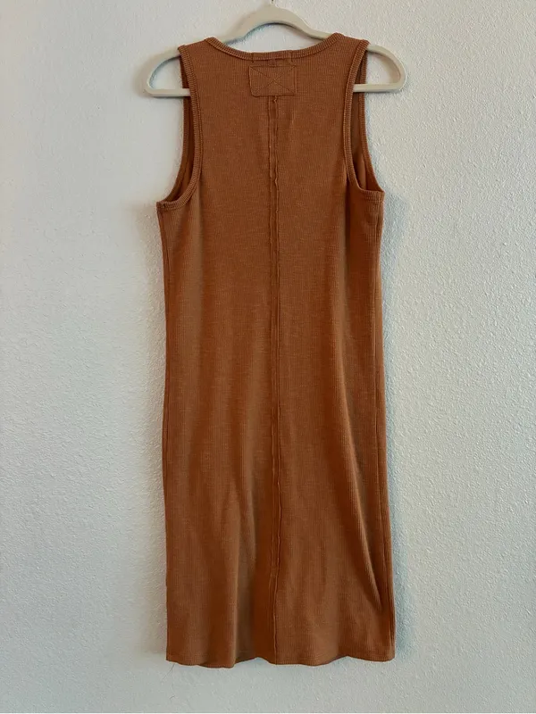 We the Free | Free People | Ribbed Button-Front Tank Dress in Brown | Medium - Image 6