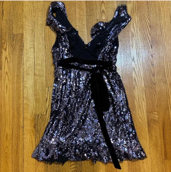Free People Sequin Mini Dress XS Black Sparkly Party Dress - Image 4