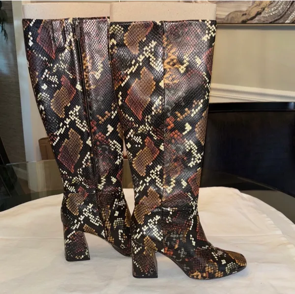 Circus by Sam Edelman Brown Snakeskin Knee Boots - Image 5