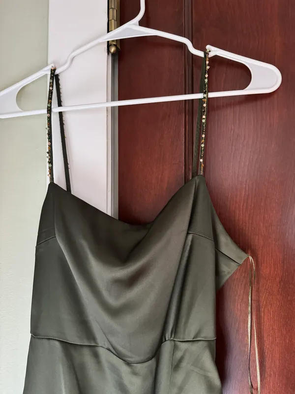 ZARA Green Satin Midi Dress - Image 4
