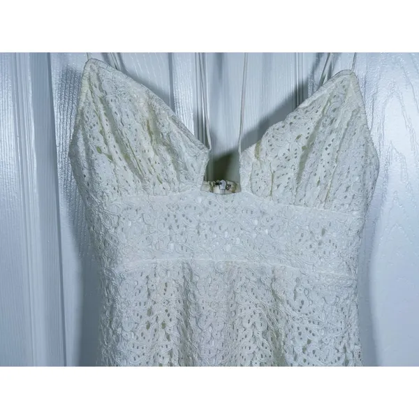 Selfie Leslie Floral Lace Tie Bust Mini Dress Medium White Coquette Bridal Event - Image 4