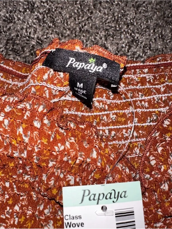 Papaya Brown Floral Long Sleeve Size Medium 0561 - Image 3