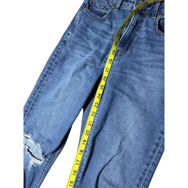 American Eagle Womens High Waisted Skinny Jeans Blue Ripped Raw Hem Size 00 Reg - Image 6