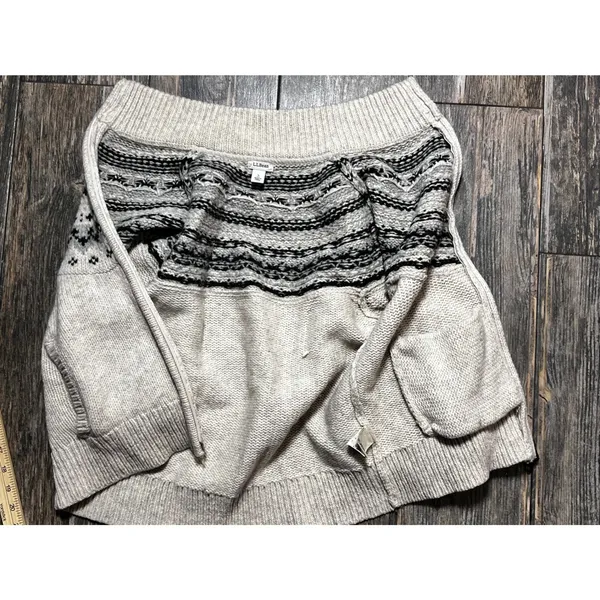 LL Bean Fair Isle PET 100% LambsWool Zip Up Sweater Jacket Nordic‎ Size Small - Image 9