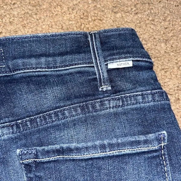 Mother The Hustler Ankle Fray Jeans High Rise‎ Flare Freebird Dark Blue Wash 26 - Image 9