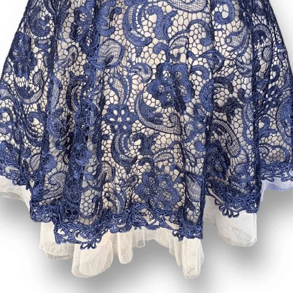 Camille La Vie HOCO Homecoming Dress Navy Lace Strapless Fit Flare Romantic - Image 3