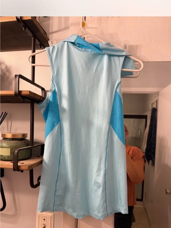 Under Armour Aqua Blue Sleeveless Performance Polo - Image 3