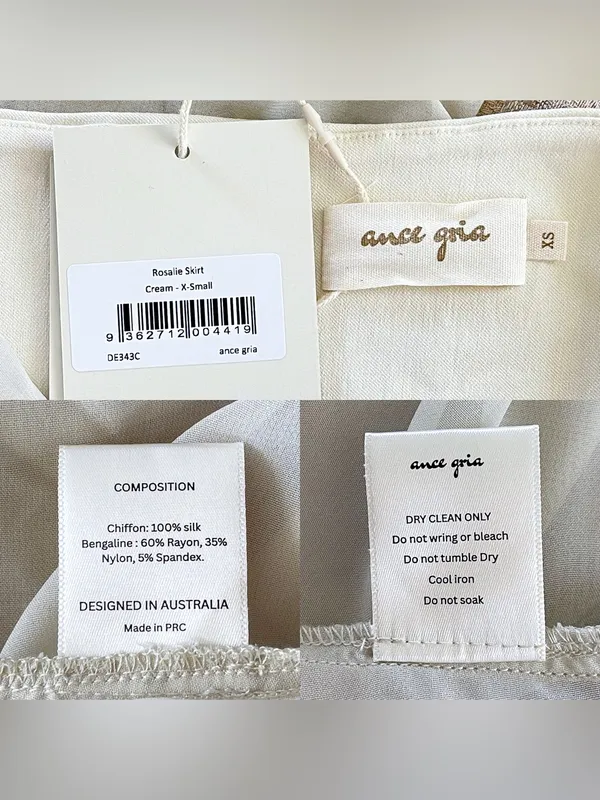 Ance Gria Rosalie Silk Chiffon Maxi Skirt Cream XS NWT - Image 6