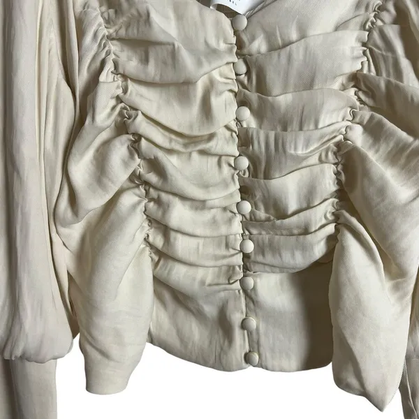 ASTR The Label Renaissance Cream Button Front Balloon Sleeve Top Size Small - Image 4