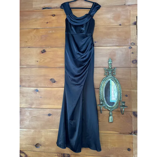 Lulus Stunning Arrival Black Satin Off-The-Shoulder Maxi Dress 2X-Large - Image 3