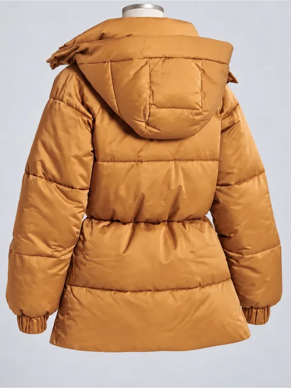 Abercrombie & Fitch Ultra Mid Puffer Jacket S Gold Hooded Après Ski Y2K Gorpcore - Image 7