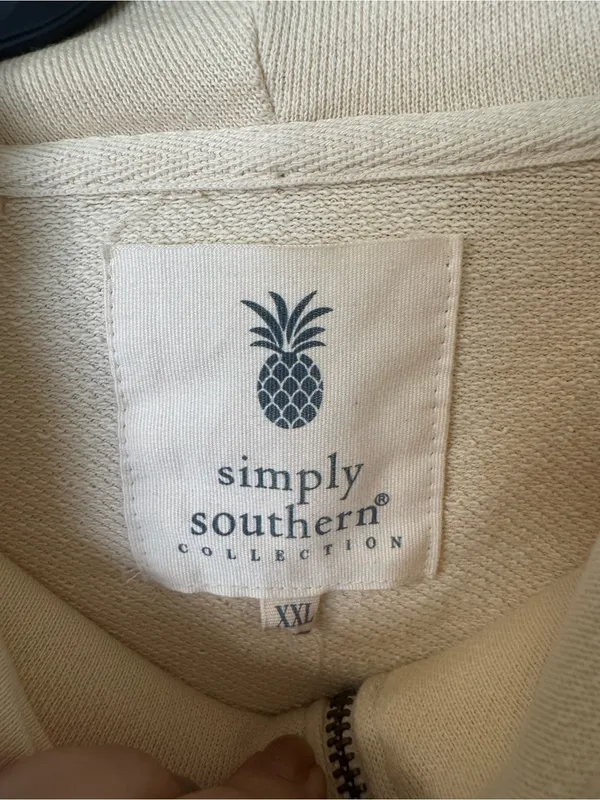Simply Southern Pullover Hoodie Beige Half Zip Tan NWT Size XXL - Image 6