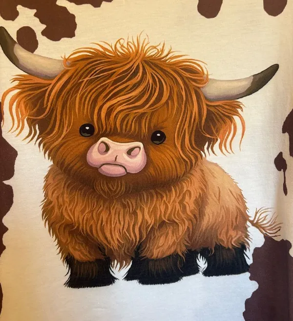 Highland Baby Cow Long Sleeve Tee Shirt V Neck Poly And Spandex Size Xxl - Image 2