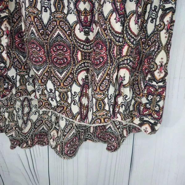 Boho Mixed Print Tunic Peasant Top With Lace Detail - Image 4