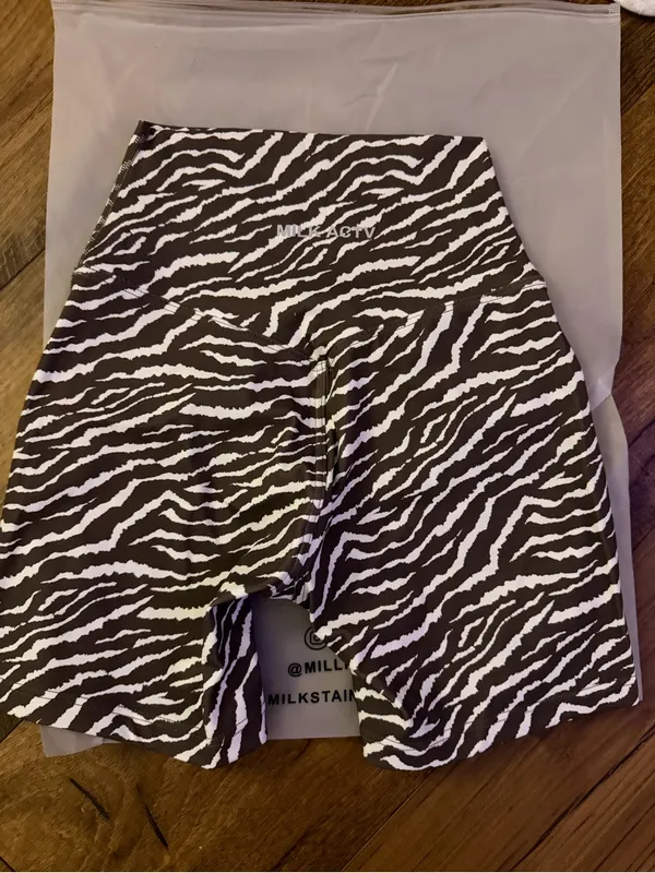 Milk ACTV Zebra Print Biker Shorts Size XS - Image 2