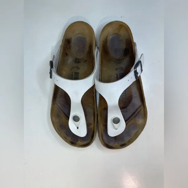 Birkenstock Women’s Gizeh Birko-Flor White Sandals Size 5-5.5‎ (36) - Image 3