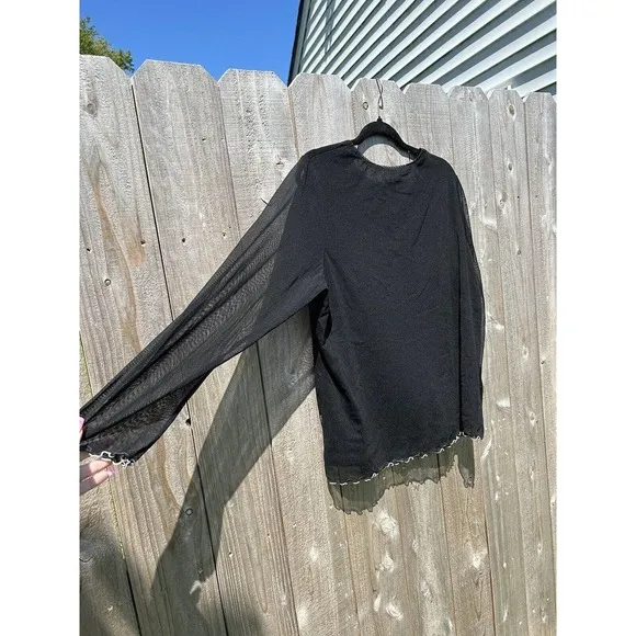 Lane Bryant Plus Sz 18/20‎ Black & White Top Womens Lined Mesh Embroidered Fairy - Image 7