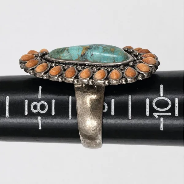 BARSE Southwestern Style Oversized Sterling Silver Turquoise Spiny Oyster Ring - Image 7