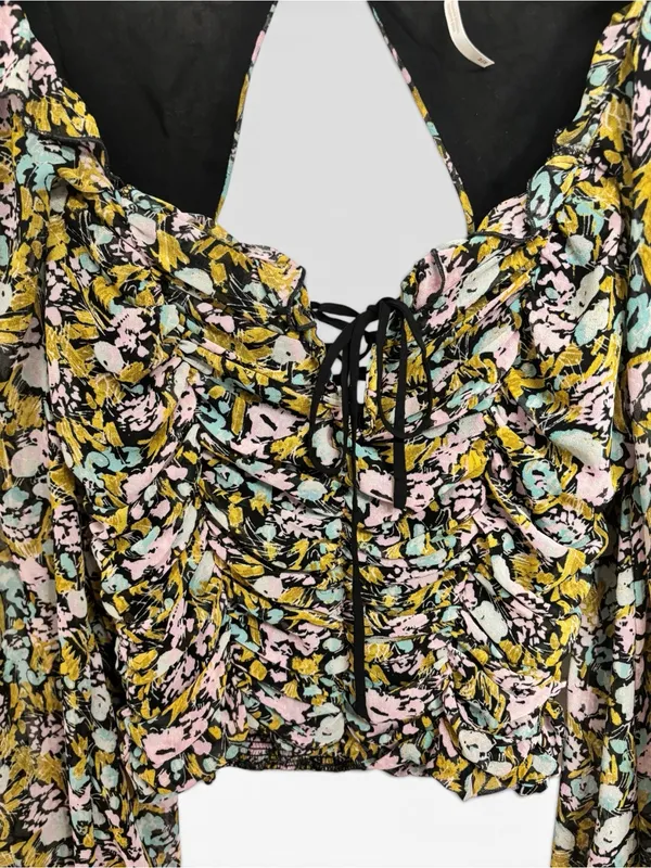 Free People Mabel Floral Ruffled Lace Trim Button-Down Tank Size M - Image 4