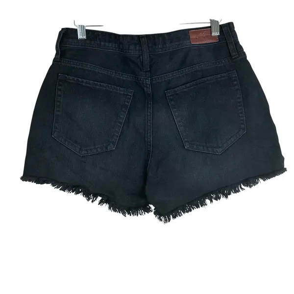 Hollister High-Rise Mom Short Distressed Denim Black Grunge Frayed Size 9 W29 - Image 2