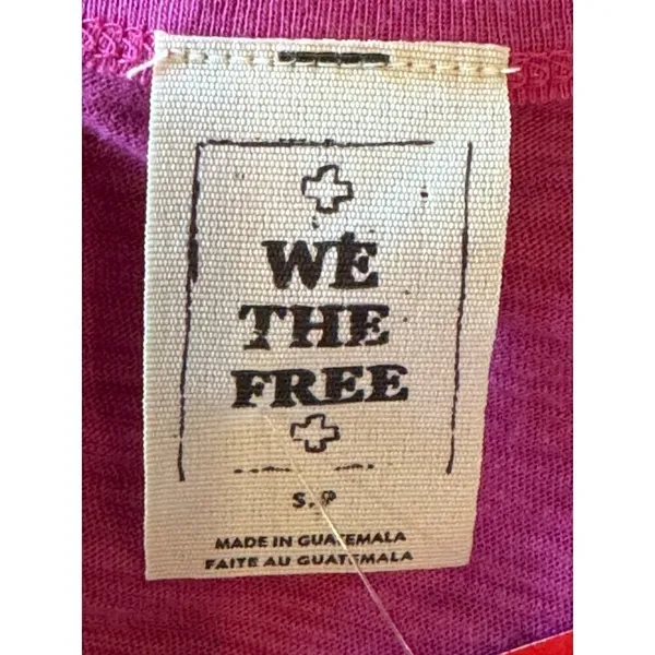 Free People Shirt Women Small Pink‎ Raspberry Ruffled So Easy Tee Top Boho NWT - Image 9